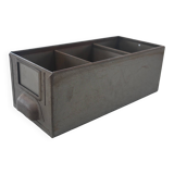 Set of 5 metallic gray industrial drawer lockers from the 60s