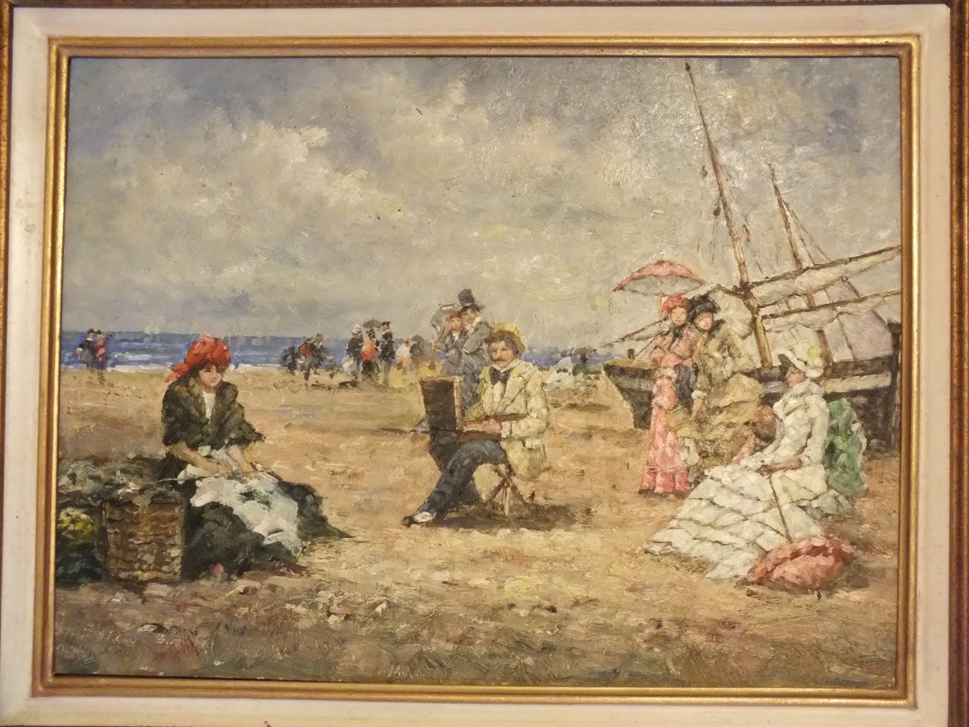 Impressionist painting after Francesco Miralles Y Galup - seaside 1900