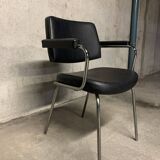 Vintage Retro Design Black Faux Leather Armchair