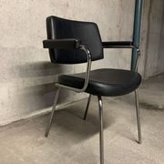 Vintage Retro Design Black Faux Leather Armchair