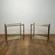 Pair of Side Tables with Two Brass and Glass Tops. Made in France.