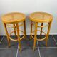 Bar stools cannage and curved wood 80s