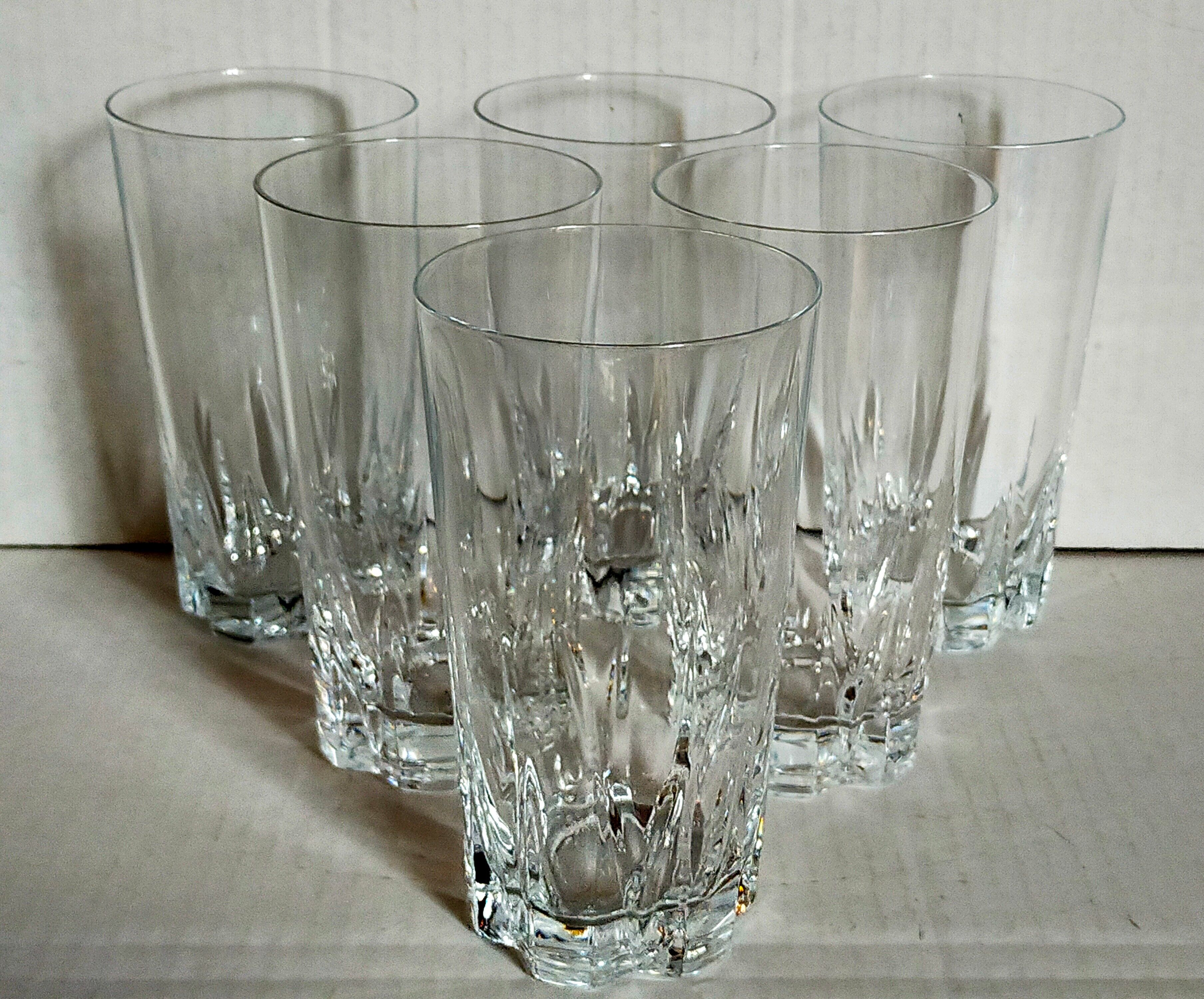 Six vintage crystal long drink juice glasses