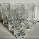 Six vintage crystal long drink juice glasses