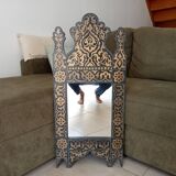 Vintage 80s Moorish style hand painted mirror