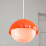 Suspension italienne Space Age en plexiglas orange et laiton, années 1970