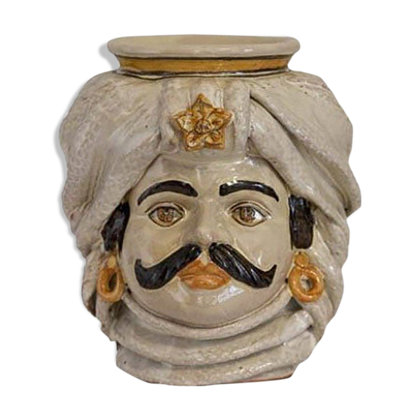Men's beige turban vase