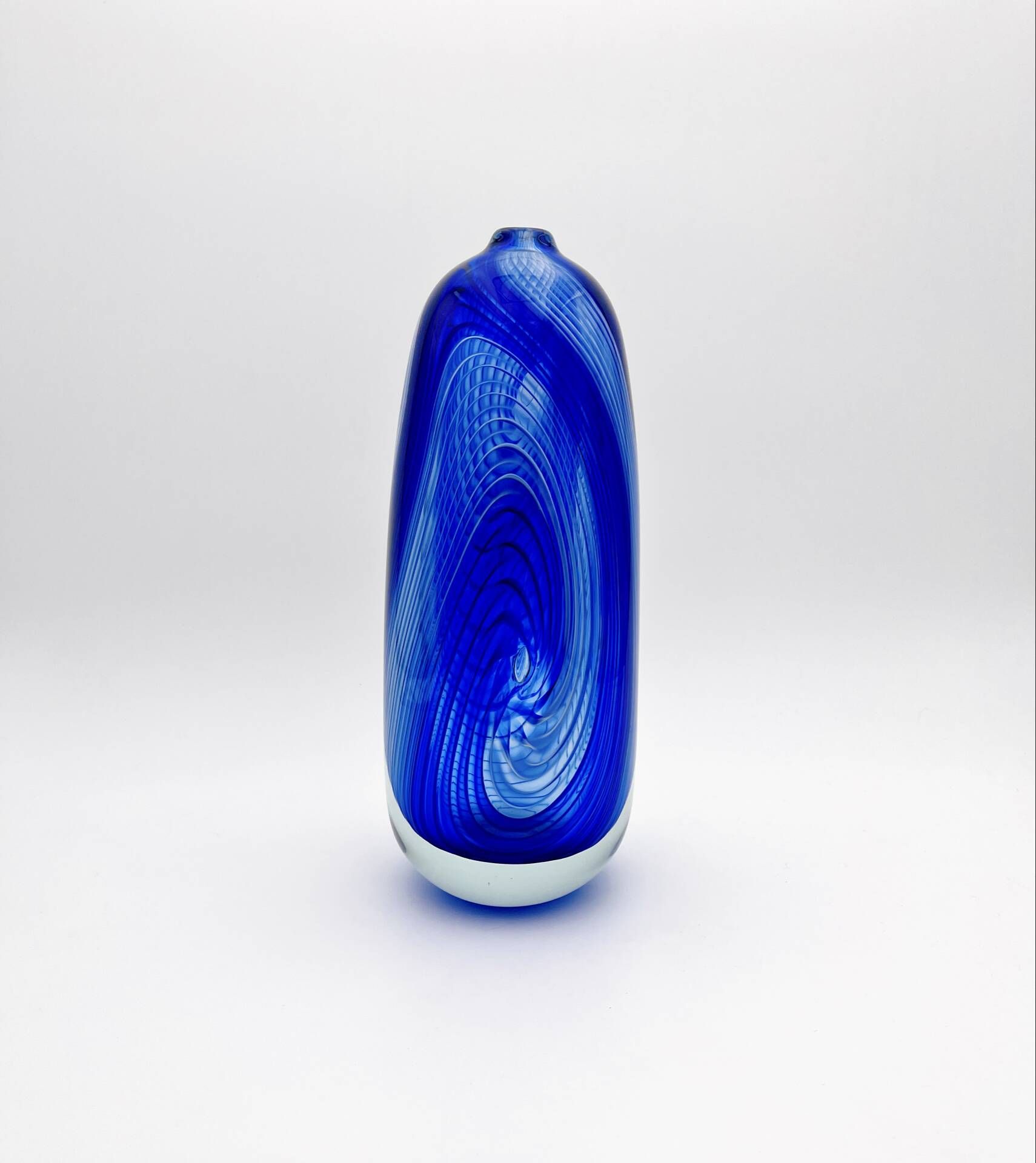 Large Vase R Pierini 1998 Blue White Glass Bubble 31cm 5kg Signed