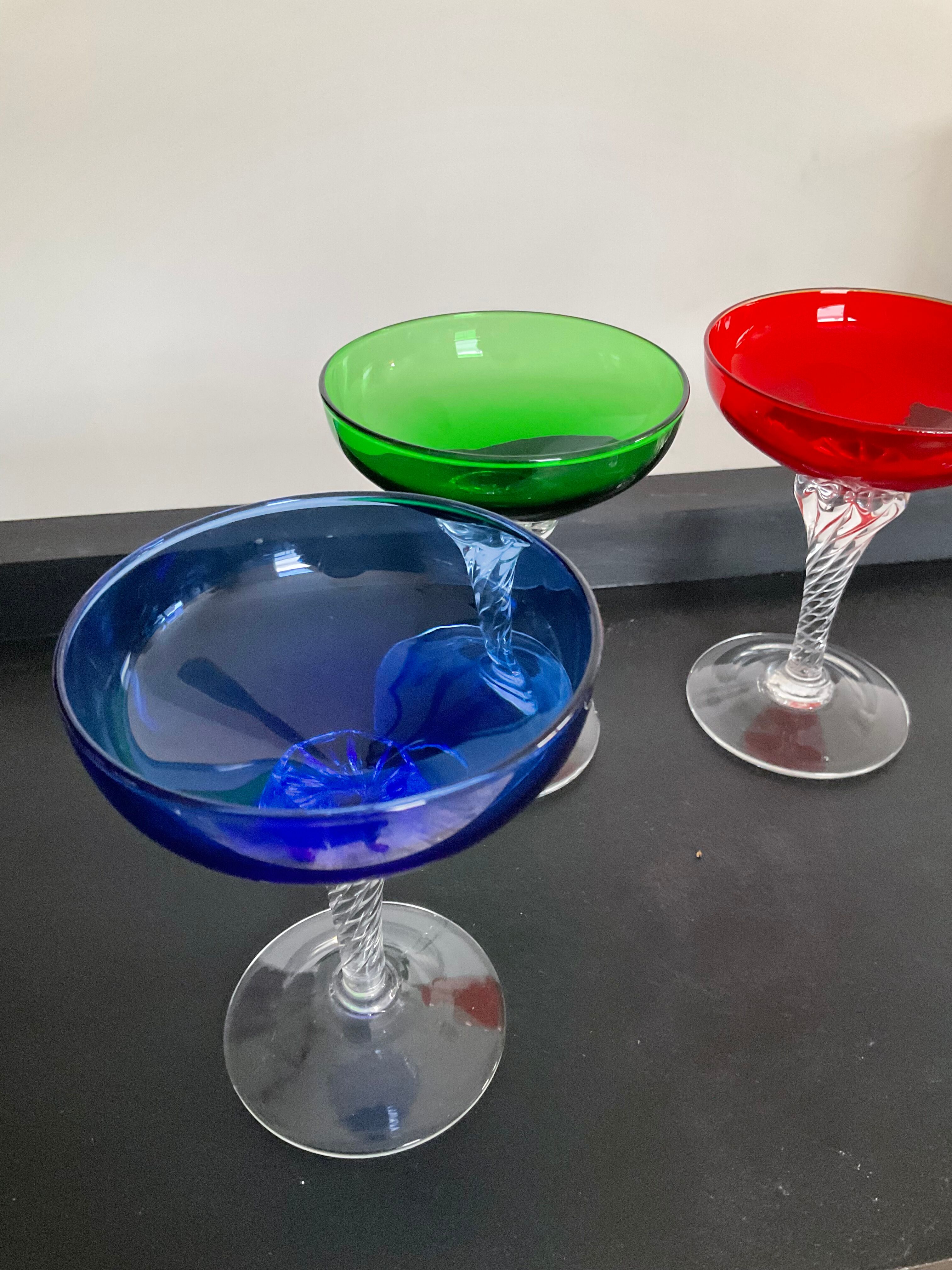Series of 4 vintage glasses cut from the 50s-60s