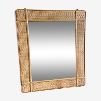 Vintage rattan and wicker mirror