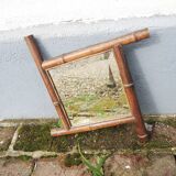 Antique Beveled Mirror with Faux Bamboo Frame
