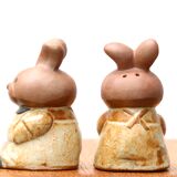 Ceramic rabbit salt shakers by ibuki, 60s