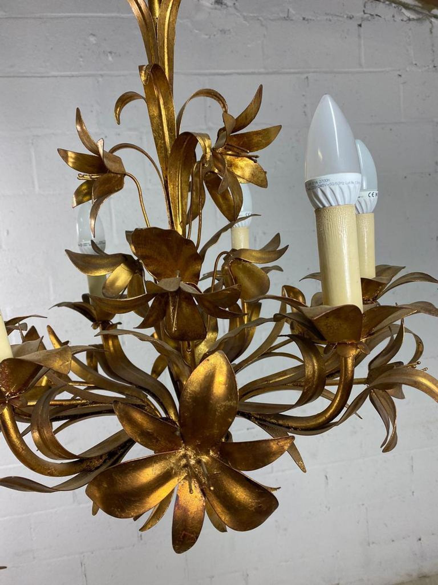 Vintage "golden" pendant lamp / flower chandelier