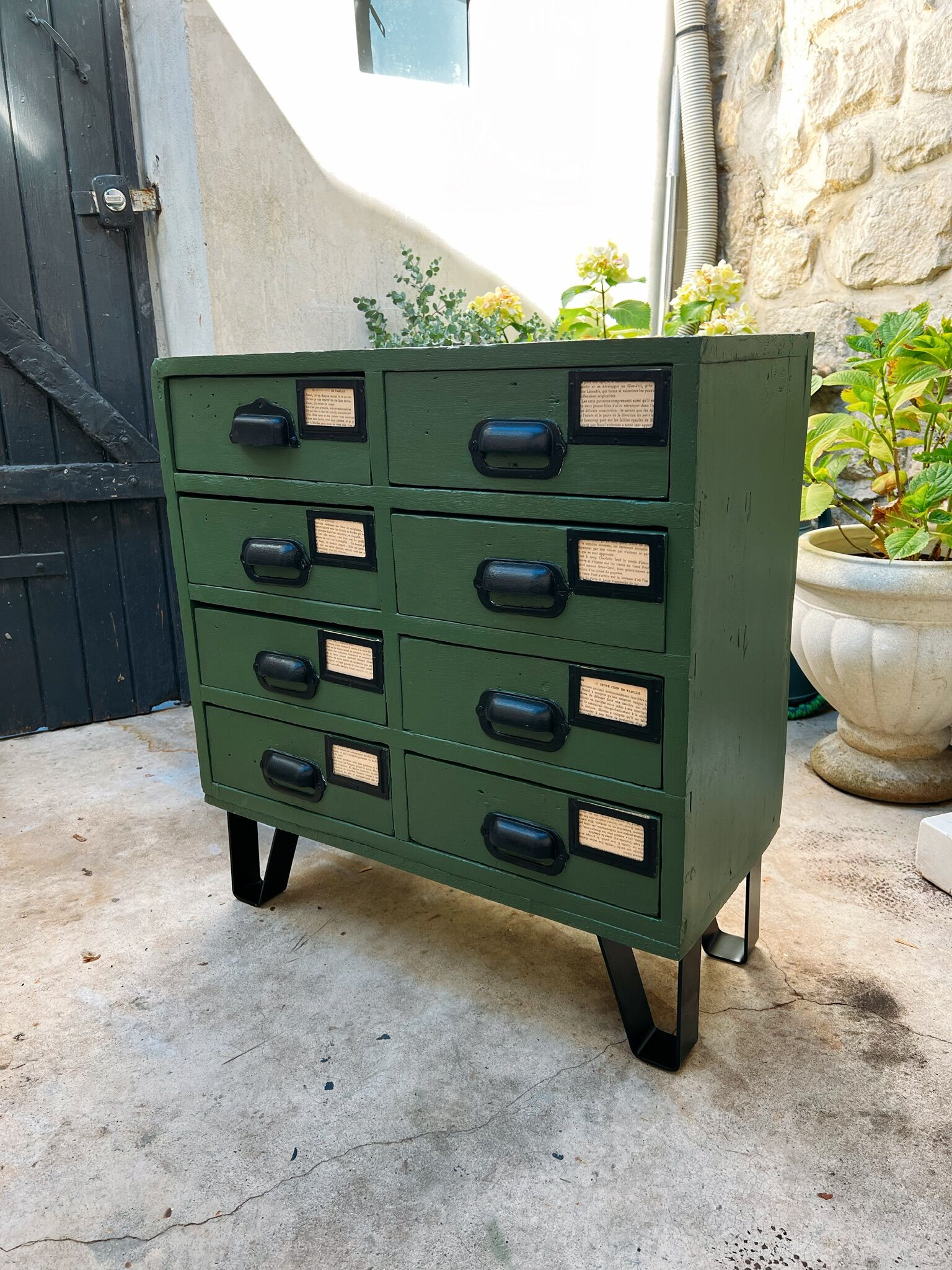 Industrial cabinet with drawers