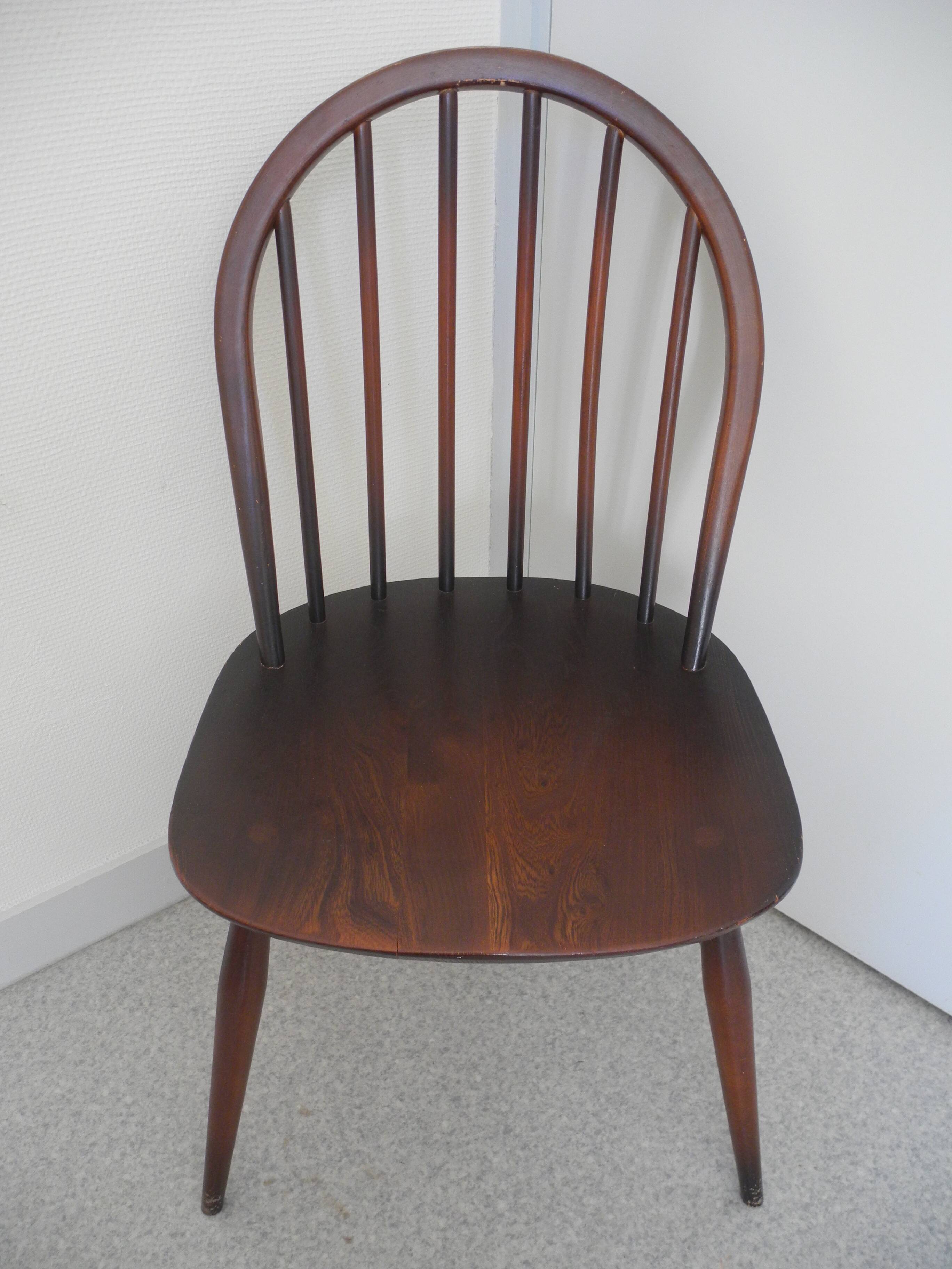 pair of Ercol Windsor BSHG 1960 2056 vintage decor dining chairs 60s