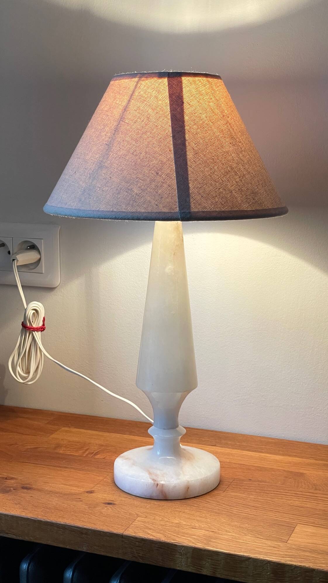 Vintage geometric alabaster stone lamp