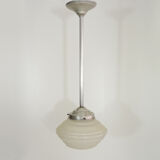 Glass hanging art deco ceiling light. aluminium structure