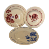 Lot of 3 plates art deco pattern 1940s