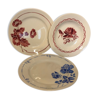 Lot de 3 assiettes motif art déco années 1940