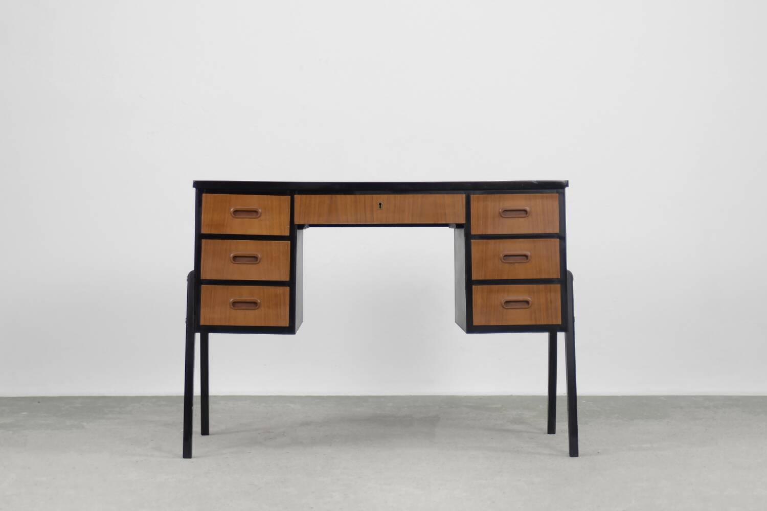 Vintage Swedish teak desk, mid-century modern, 1960s.
