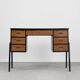 Vintage Swedish teak desk, mid-century modern, 1960s.