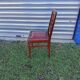 6 Art Deco dining chairs in solid wood and burgundy leather.