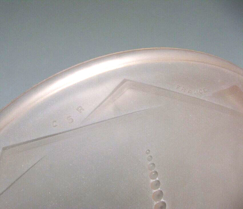 Ceiling lamp chandelier. Art Deco molded glass basin.