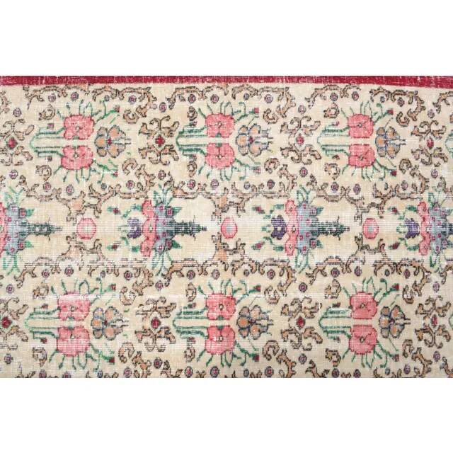 Vintage Turkish Oushak Handmade Wool Cotton Red Area Rug 107x191