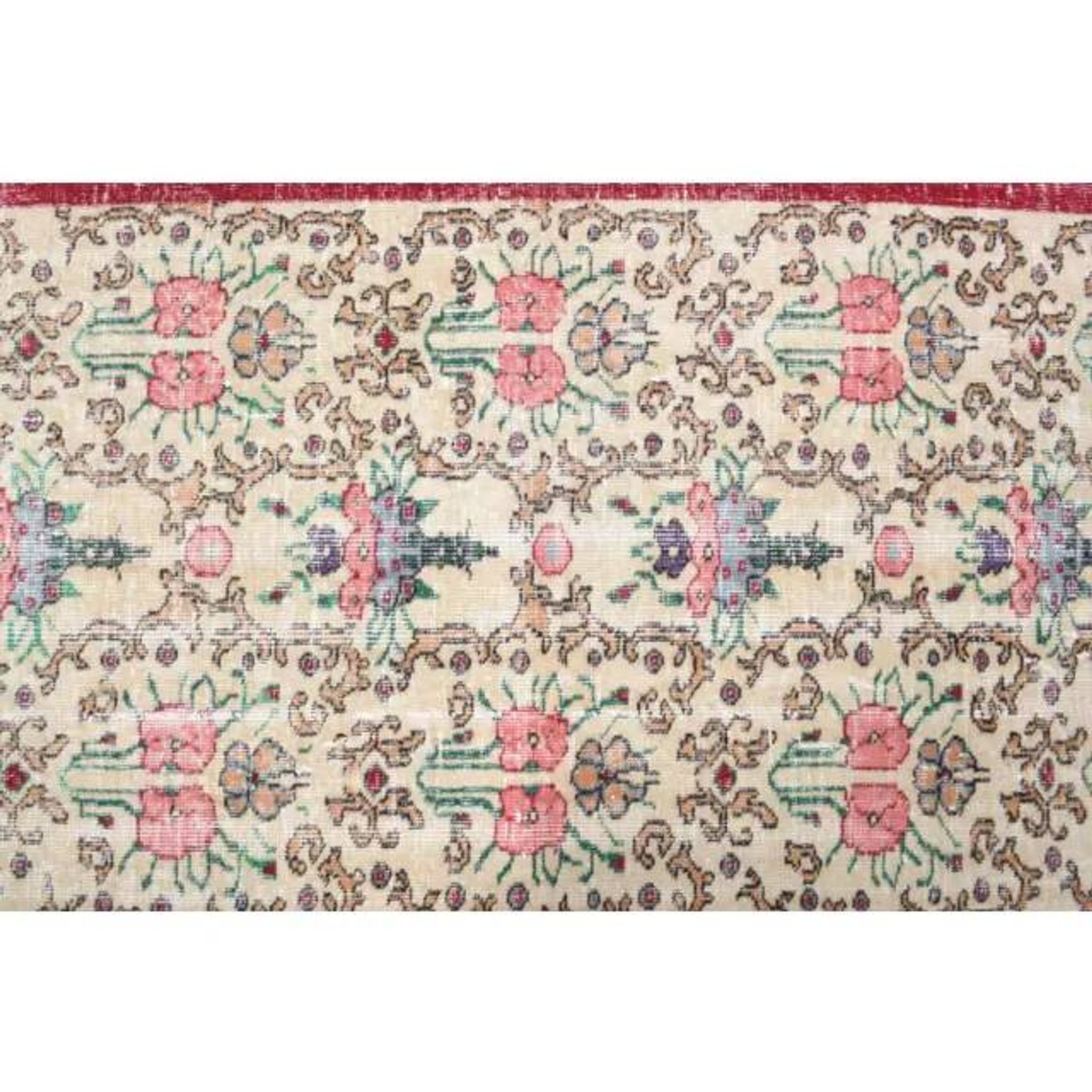 Vintage Turkish Oushak Handmade Wool Cotton Red Area Rug 107x191