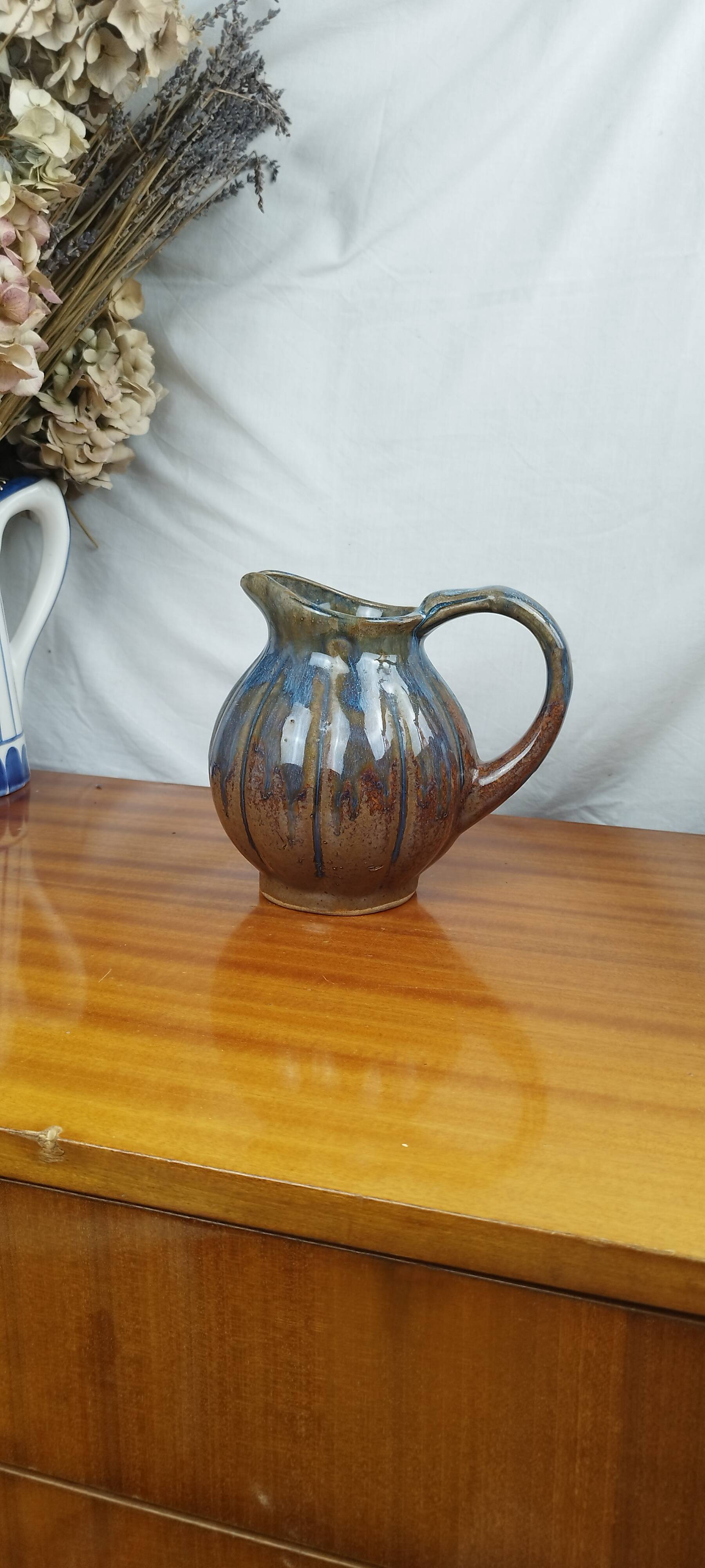 Stoneware Pitcher or Carafe in the Shape of a Pumpkin, Art Deco Period 1930s