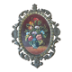 Cadre en métal doré et peinture sur bois avec bouquet de fleurs