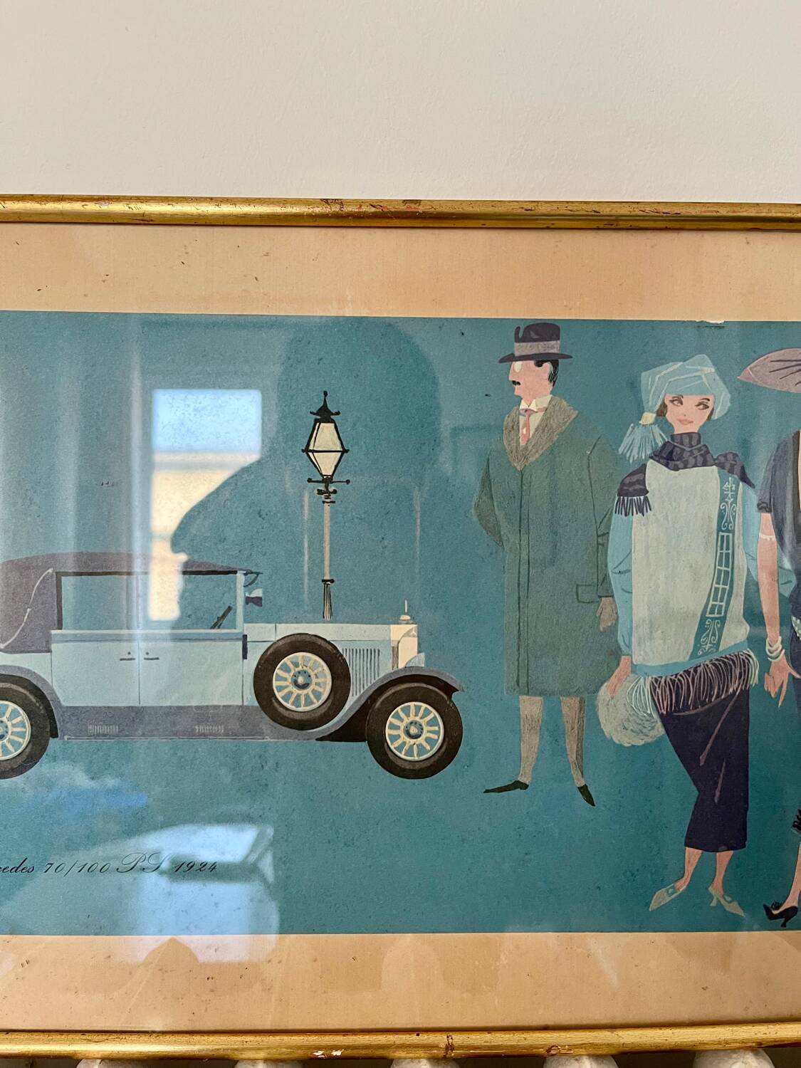 Vintage framed automotive poster