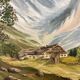 Large mountain landscape painting oil on canvas signed