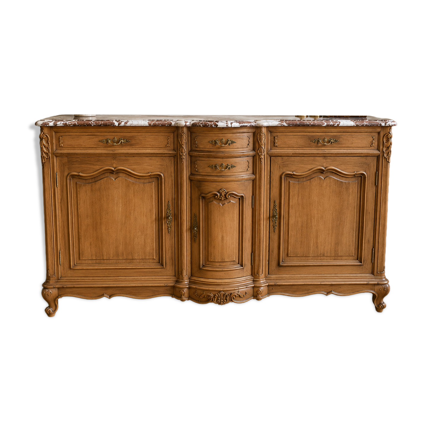 Curved walnut sideboard