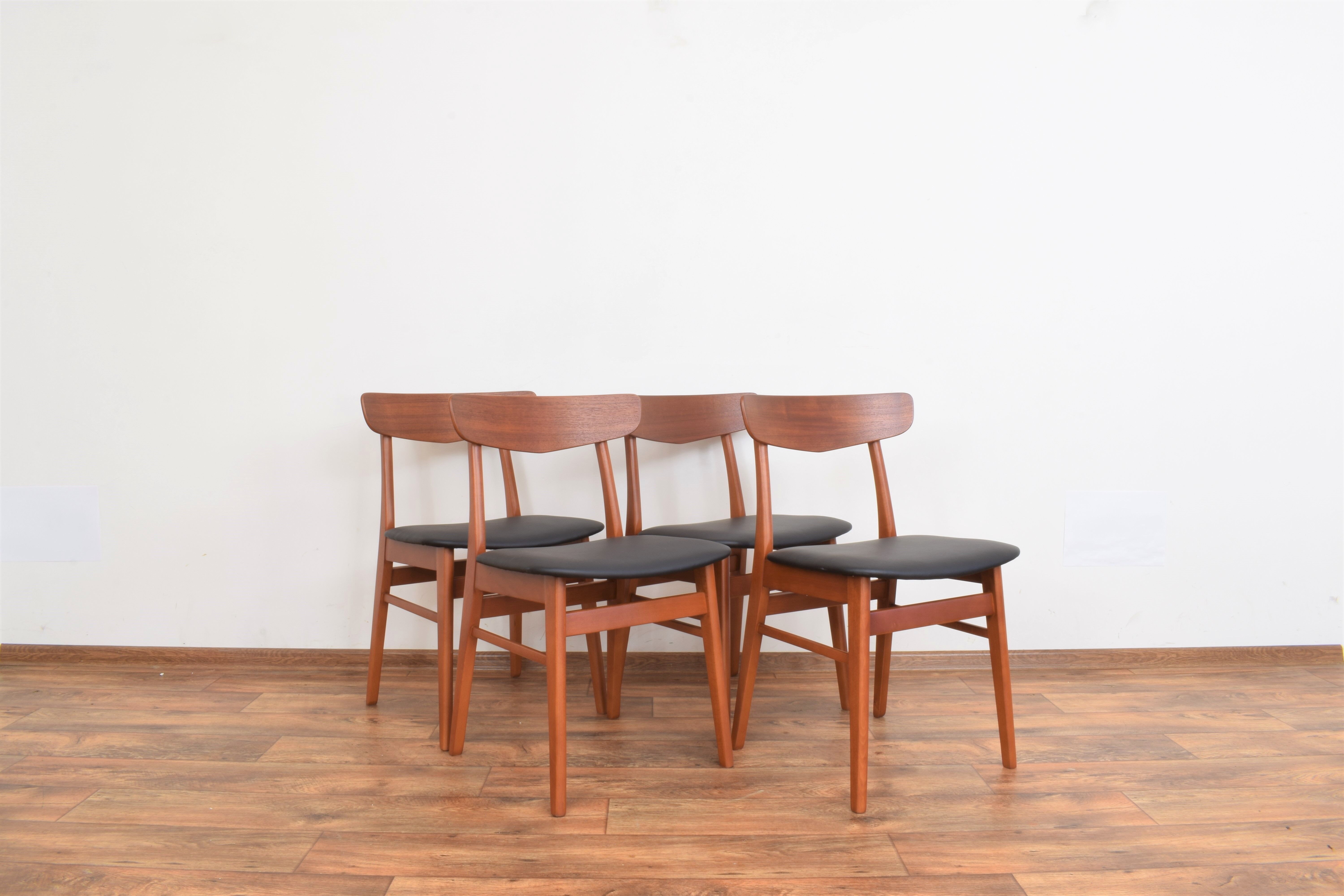 Danish teak & leather dining chairs from falstrup mobler, 1960