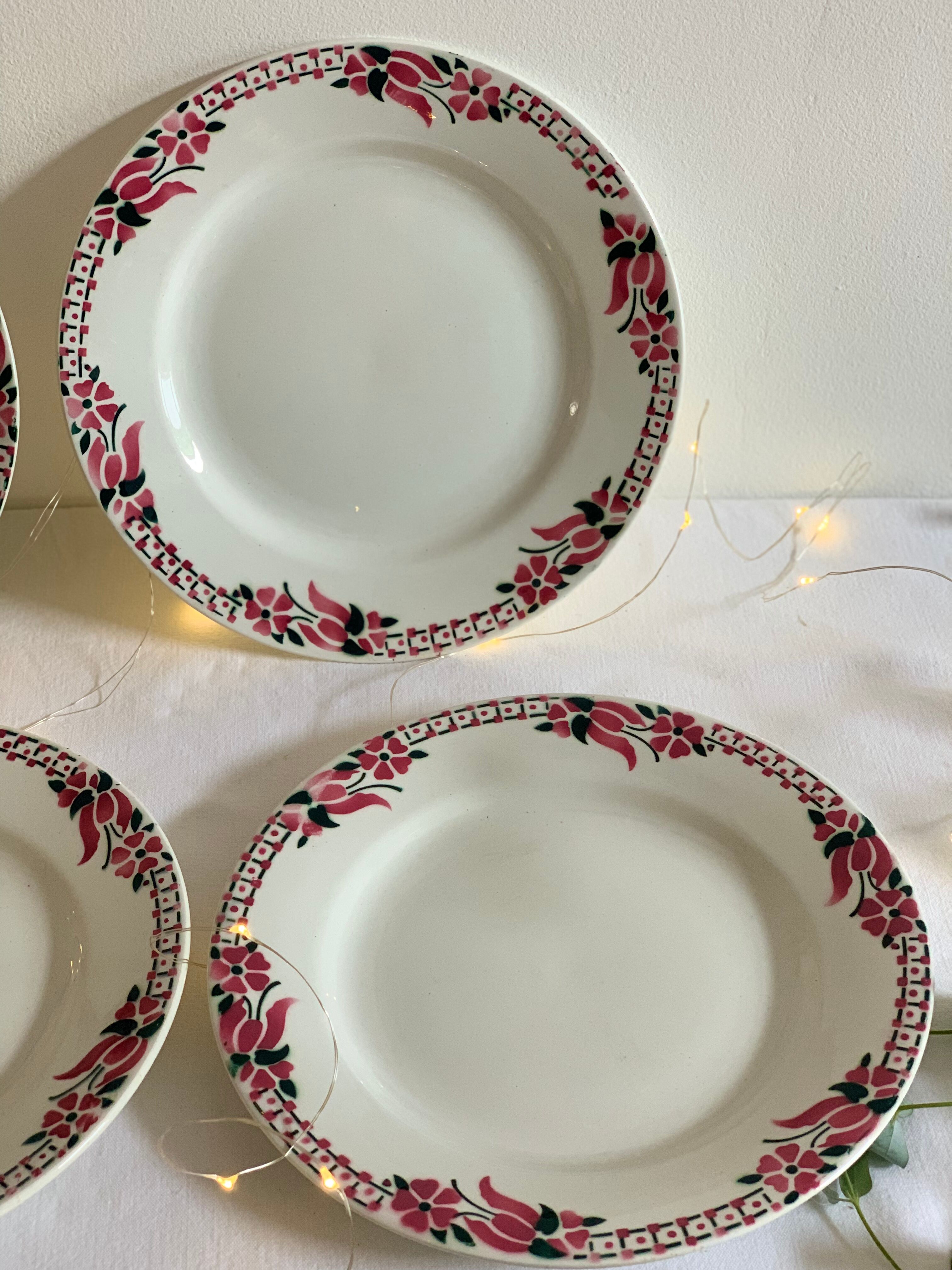 4 céranord plates with flowers