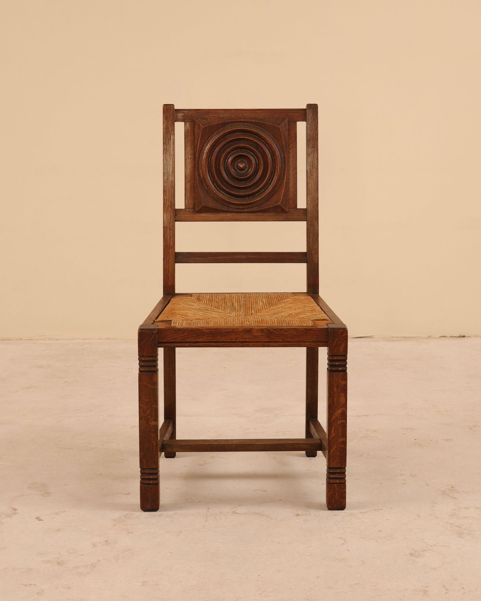 Solid oak chairs, France, 1950s