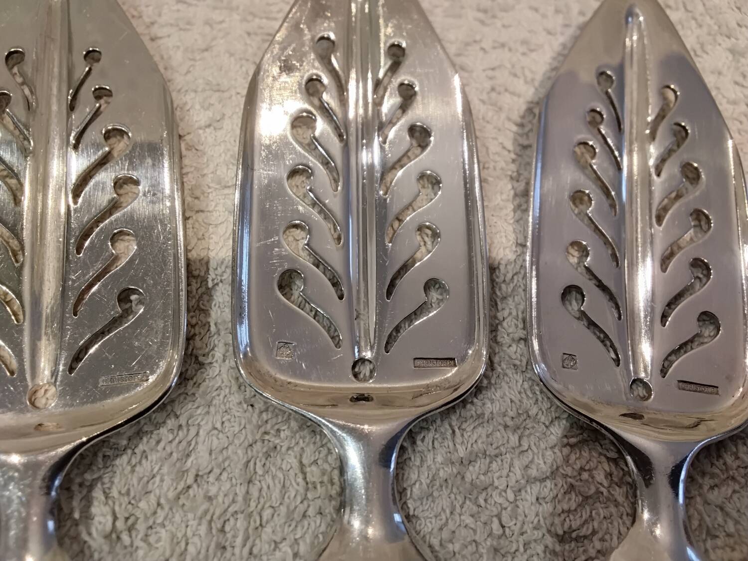 4 silver-plated absinthe spoons by Christofle, 17.5cm