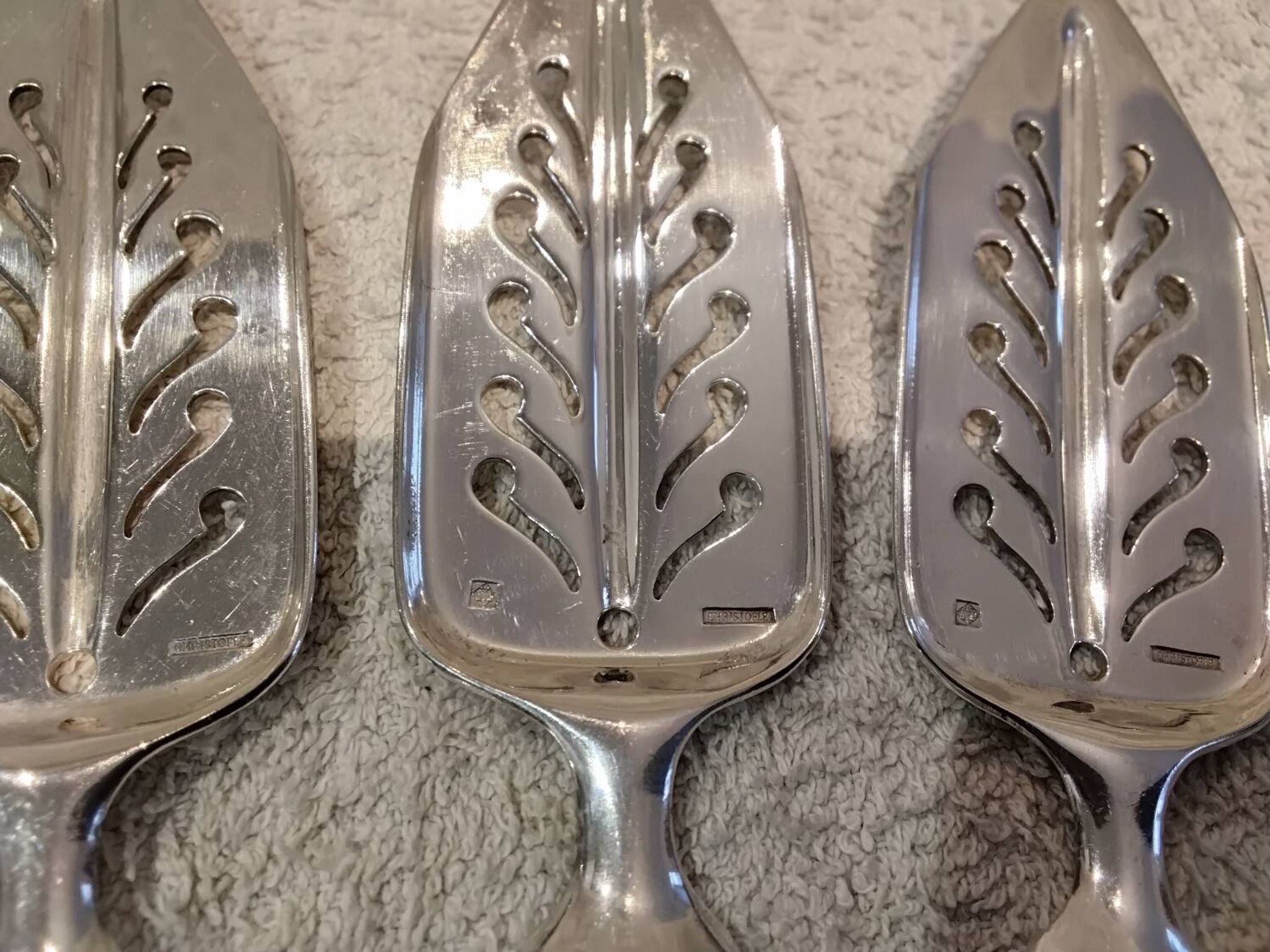 4 silver-plated absinthe spoons by Christofle, 17.5cm