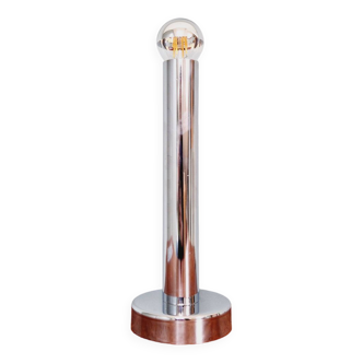 Tubular chrome metal table lamp, 1970s