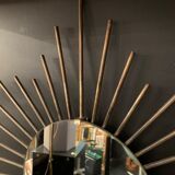 Vintage sun mirror, 1960 gold metal - 60cm