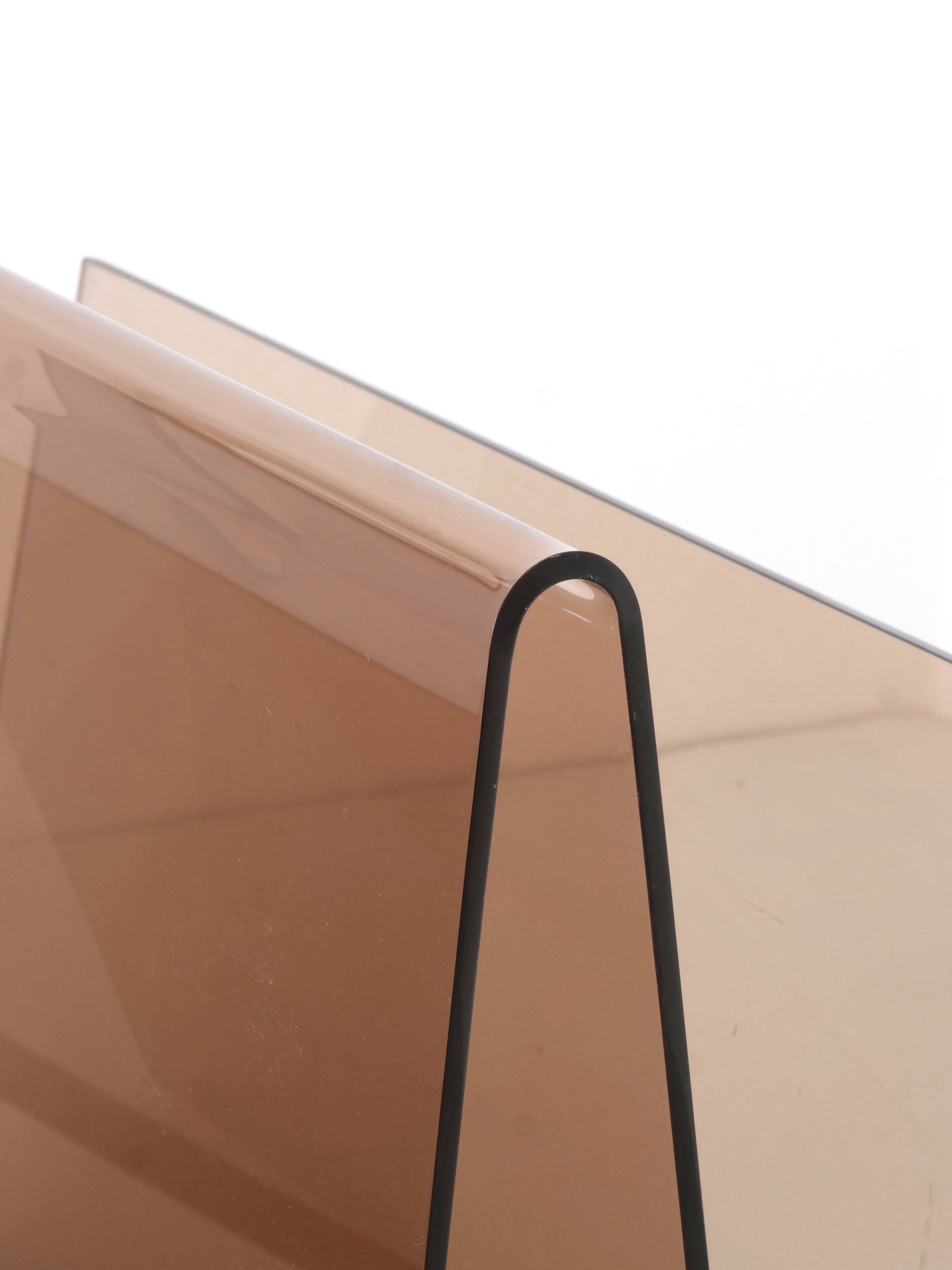 70's smoked plexiglass magazine rack