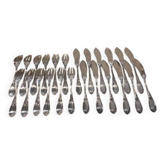 12 couverts à poisson 24p métal argenté orfèvre Ercuis Fontenoy