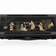 Table basse style chinois en bois noir et incrustrations de nacre