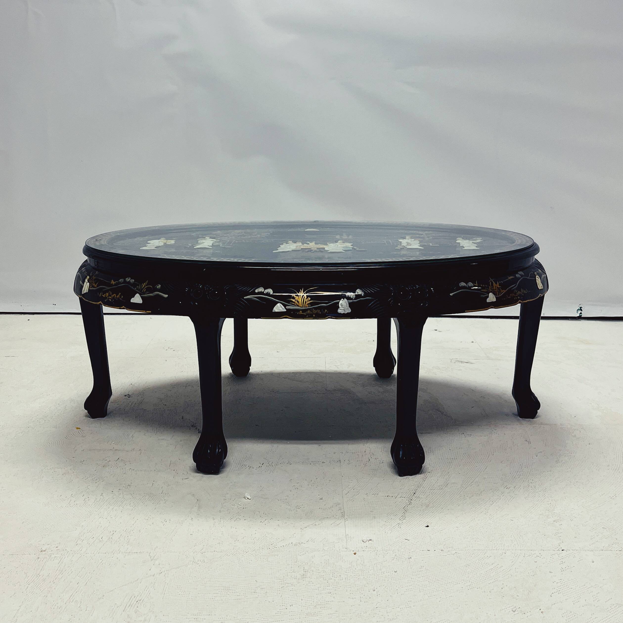 Chinese Coffee Table with 6 Matching Stools