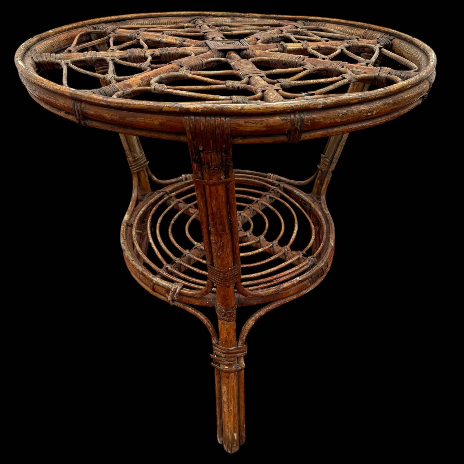 Rattan coffee table from the 50's Italy