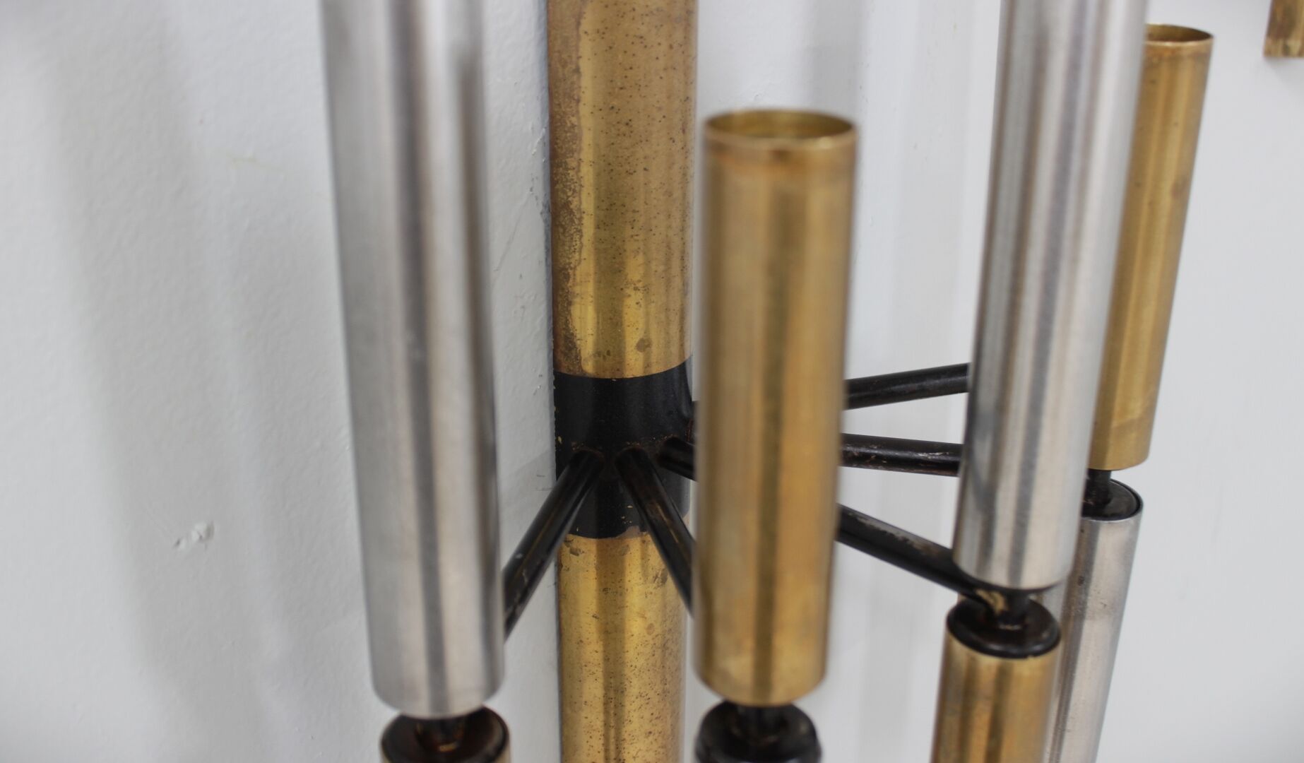 Stilnovo brass and aluminun tubes sconces 1950s