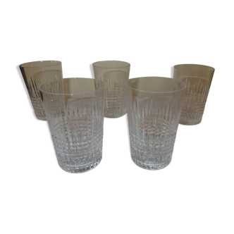 Lot de 5 verres en cristal Baccarat modèle Nancy