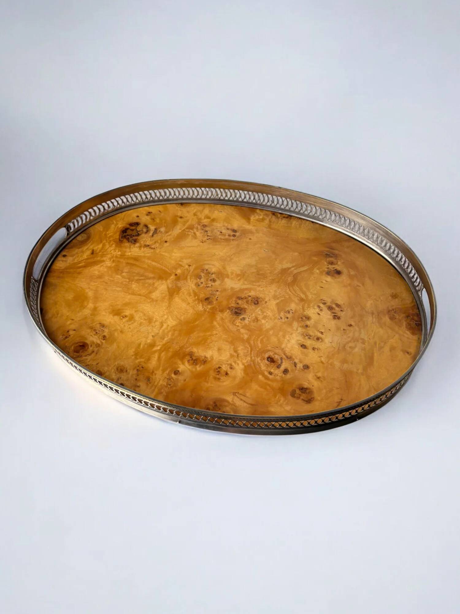 Aldo Tura style tray in Lucite burl wood, Italy, circa 1970s