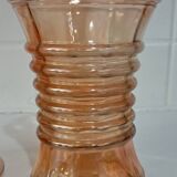 Pair of vases in iridescent orange glass. 1950s